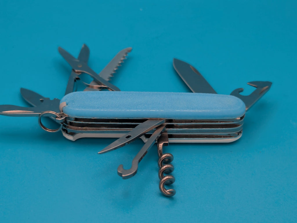 Custom Victorinox Huntsman Blue Glow in the Dark Swiss Army Knife Multi Tool!