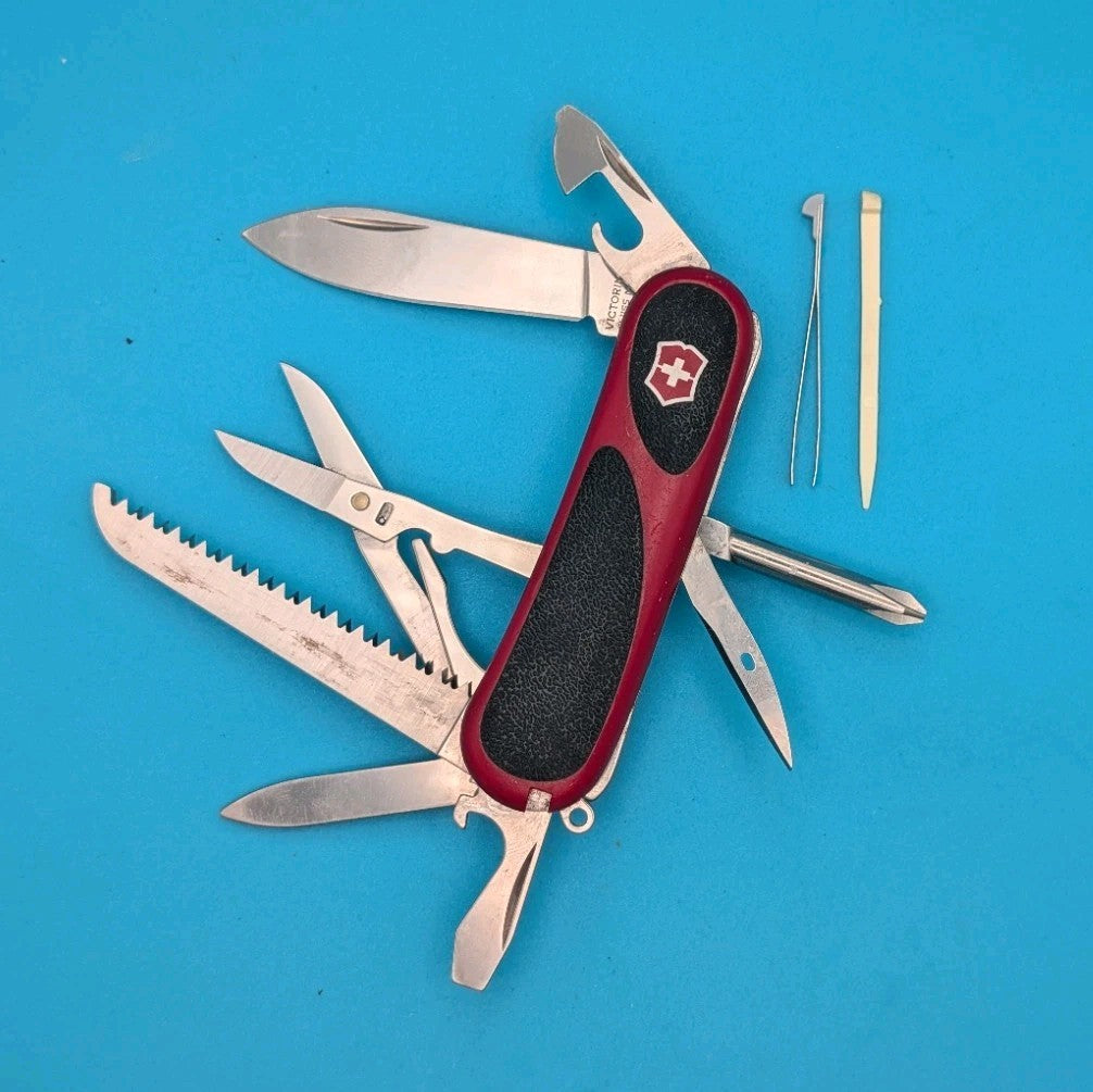 Victorinox Delemont EVOGRIP 18 Red & Black Swiss Army Knife Multi Tool!