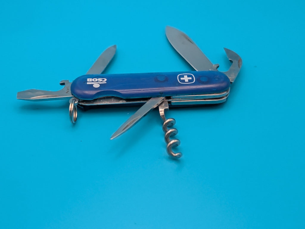 Wenger Commander Blue Translucent Swiss Army Knife Multi Tool!