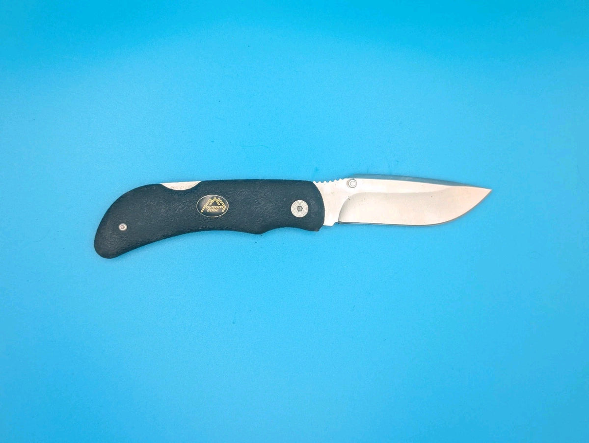 Outdoor Edge Black Handle Lockback Folding Pocket Knife Used