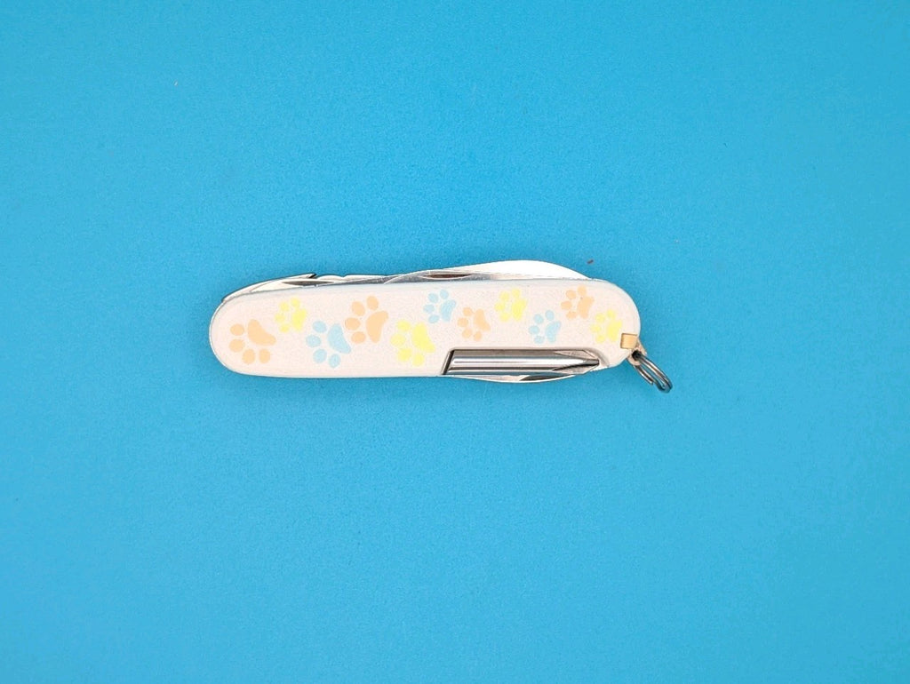 CUSTOM VICTORINOX DELUXE TINKER GLOW IN THE DARK PAW PRINTS SWISS ARMY KNIFE!
