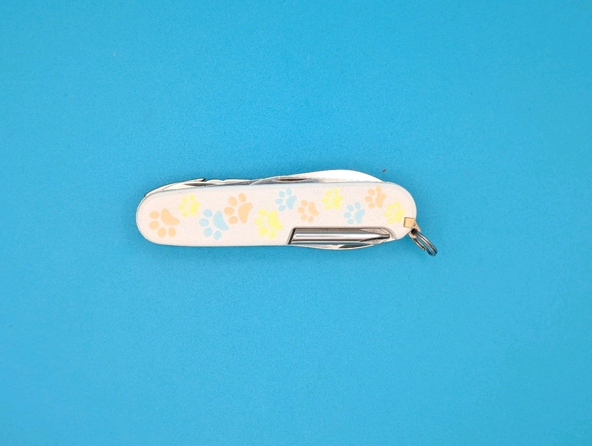 CUSTOM VICTORINOX DELUXE TINKER GLOW IN THE DARK PAW PRINTS SWISS ARMY KNIFE!