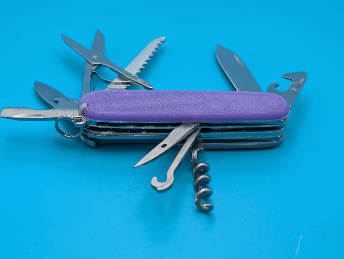 Custom Victorinox Huntsman Silver & Purple Swiss Army Knife Multi Tool!