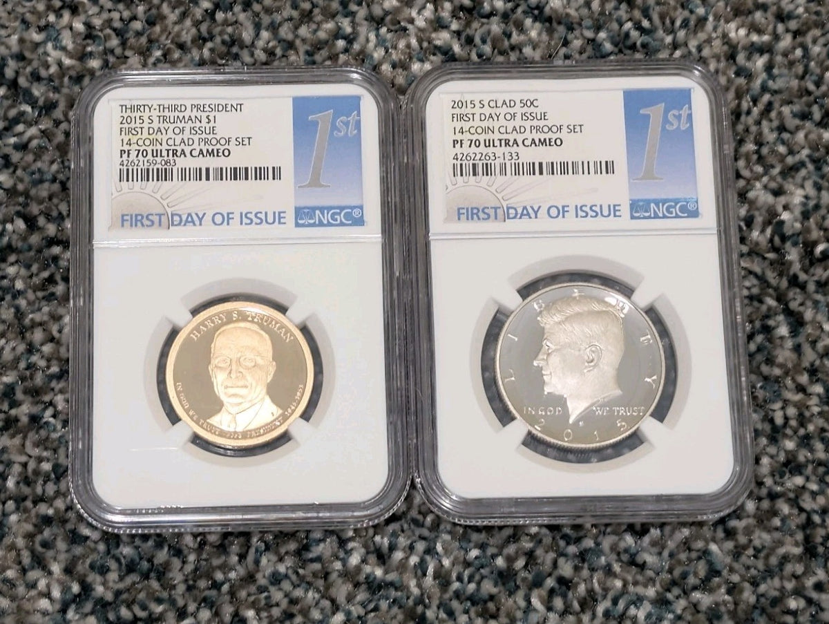 2015 NGC PF 70 ULTRA CAMEO,  Complete 14 COIN CLAD SET, FIRST DAY OF ISSUE!!!