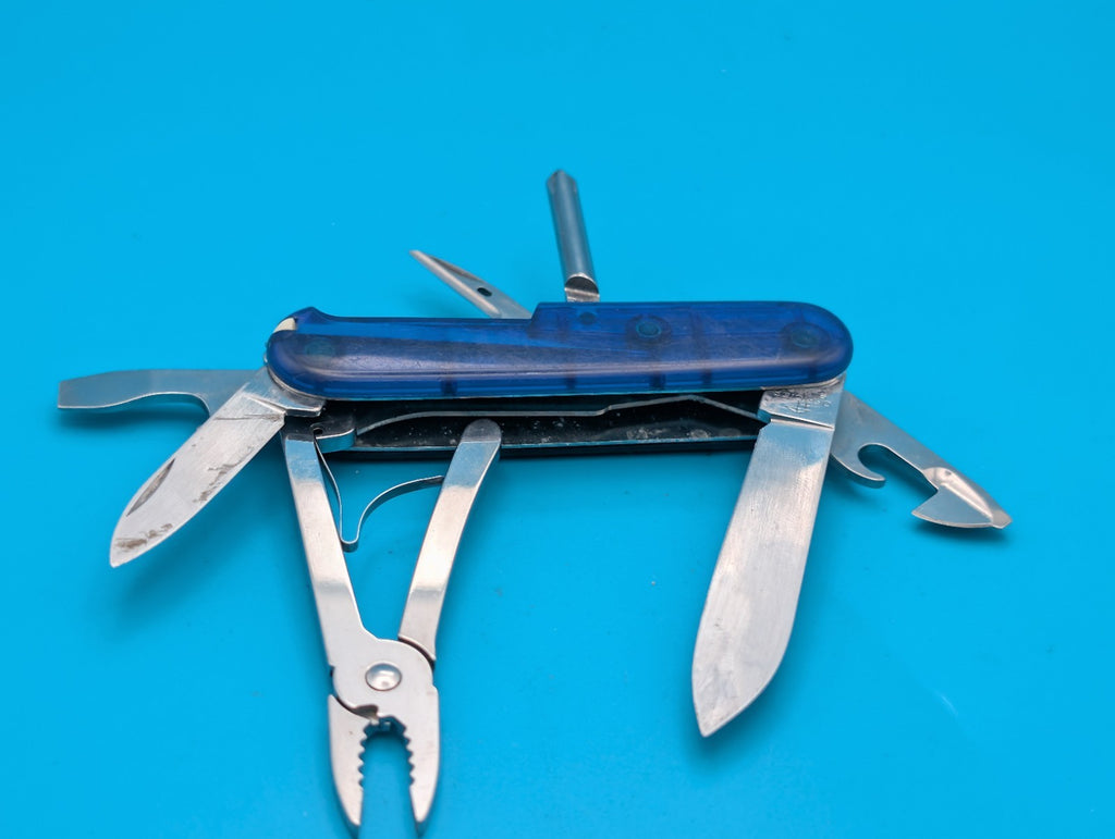 Victorinox Mechanic Swiss Army Knife Blue Translucent 91mm Pliers Phillips!