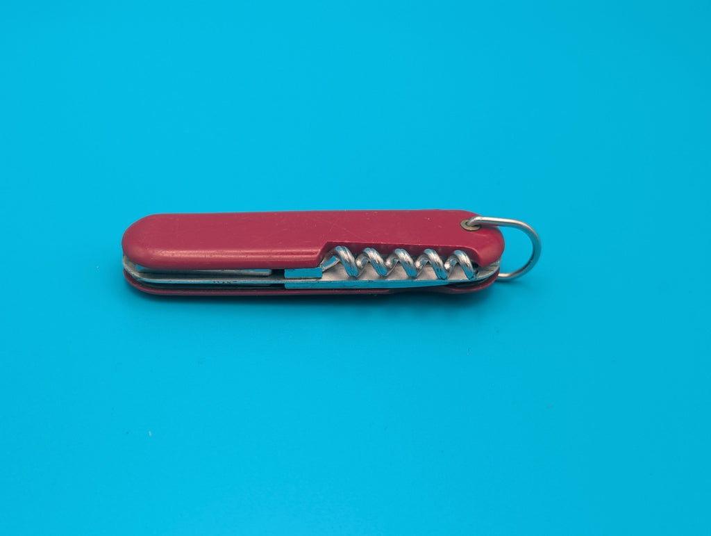 Vintage Wenger Red Swiss Army Knife Multi Tool with Dog Can Leg Opener