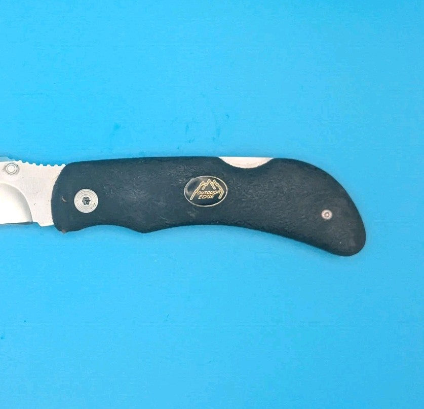 Outdoor Edge Black Handle Lockback Folding Pocket Knife Used