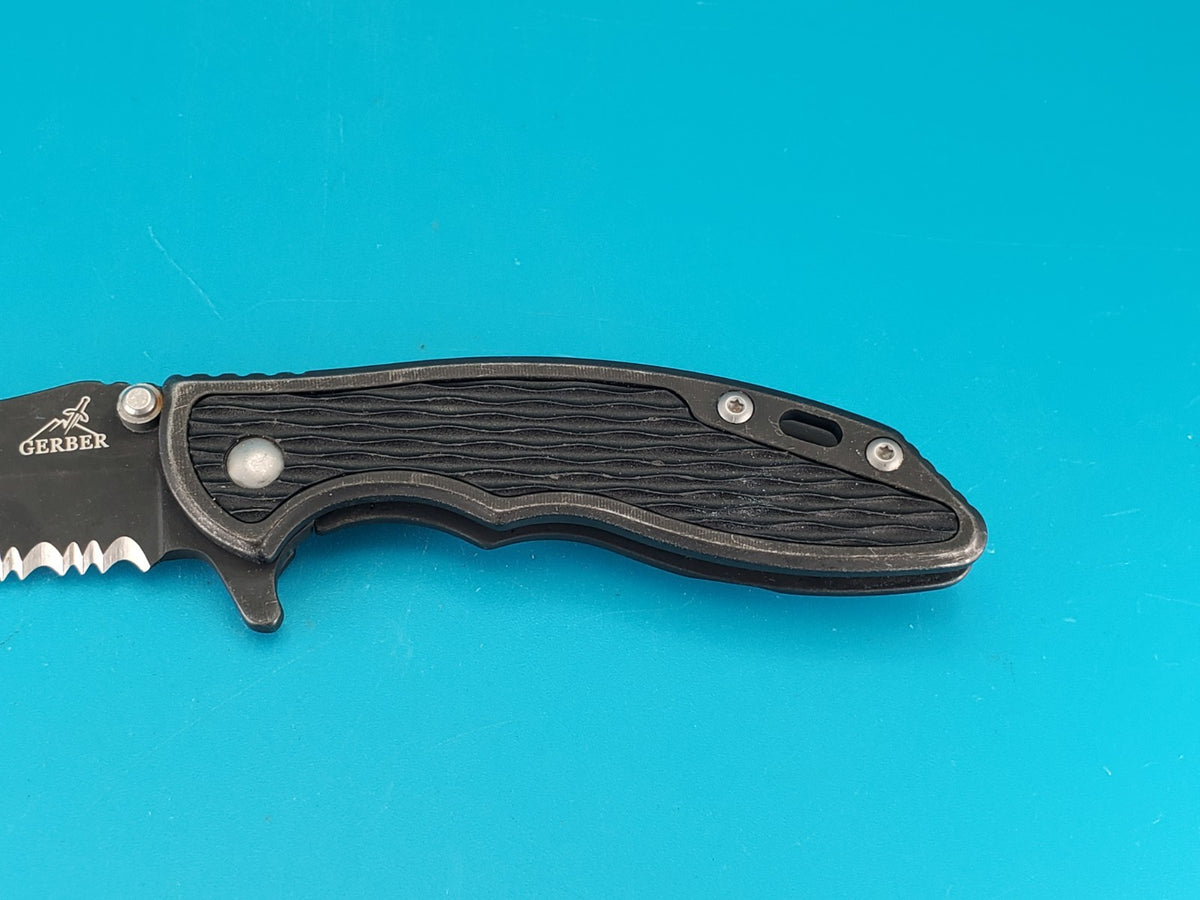 Gerber Torch I Frame Lock Plain Edge Blade Folding Pocket Knife! Black!