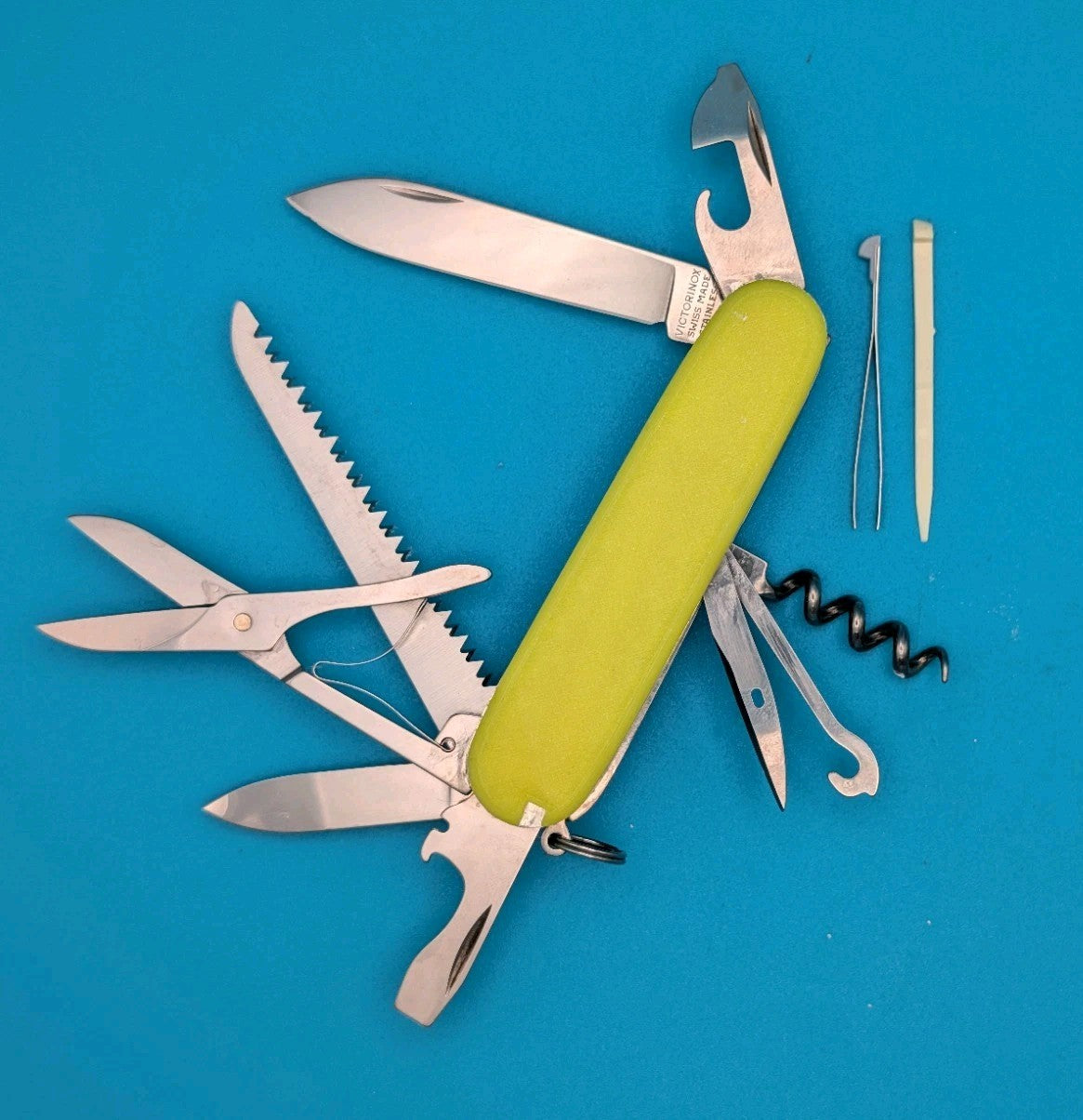 Custom Victorinox Huntsman Blue & Yellow Glow in the Dark Swiss Army Knife!