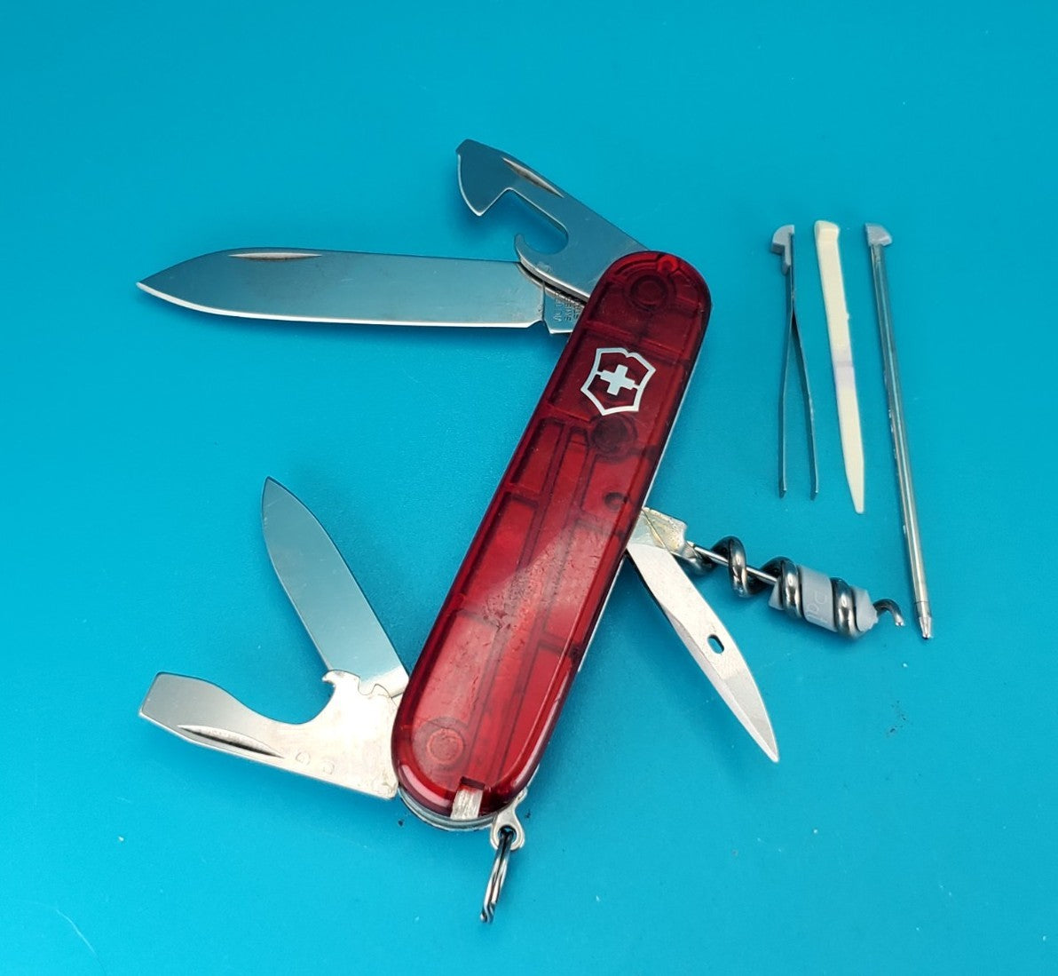 Victorinox Spartan Plus Swiss Army Knife Multi Tool! RED TRANSLUCENT! RETIRED