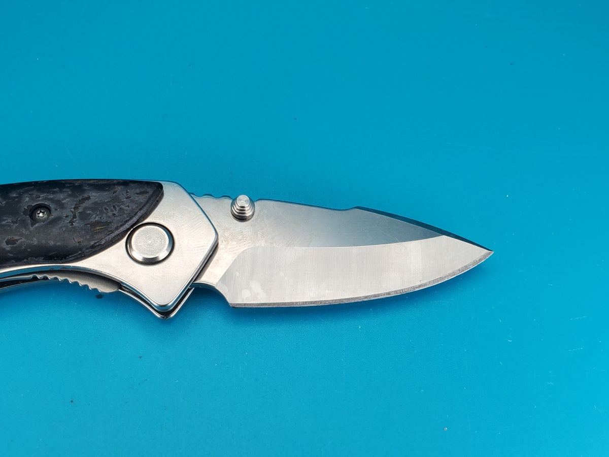Buck Knife 270 Alpha Dorado Charcoal Birch Wood Handle Liner Lock Pocket Knife!
