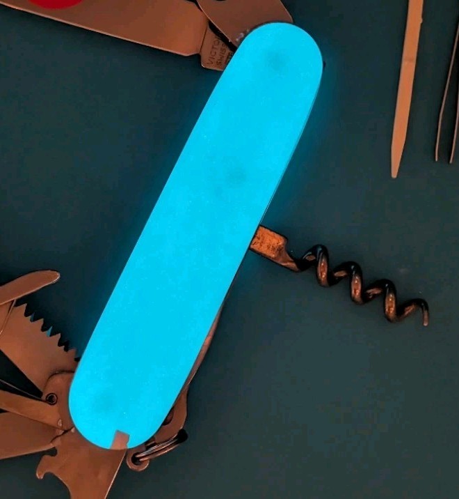 Custom Victorinox Huntsman Blue Glow in the Dark Swiss Army Knife Multi Tool!