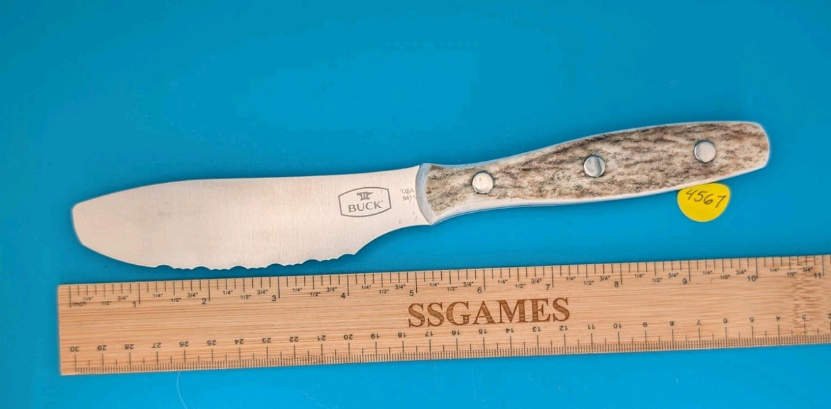 Buck USA 941 Elk Antler Handle Spreader Knife!