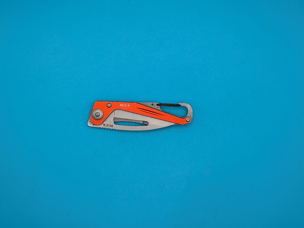 Rare Retired Buck 818 Apex Orange Handle Folding Pocket Knife!