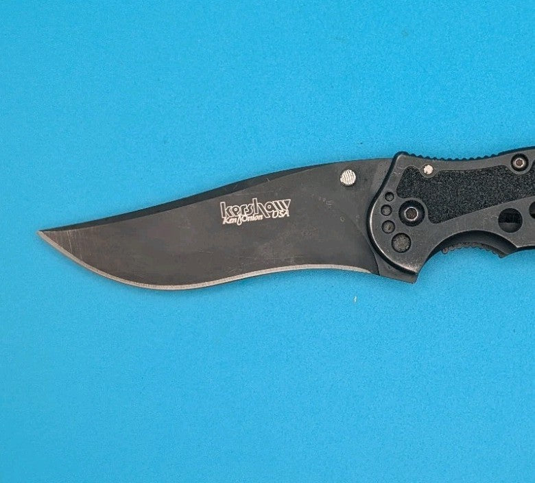 Retired Kershaw Storm 1470BLK Plain Edge Folding Pocket Knife! Black!