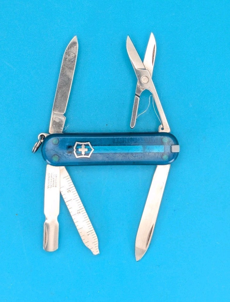 Victorinox Original MiniChamp Swiss Army Knife Multi Tool! Blue Translucent!