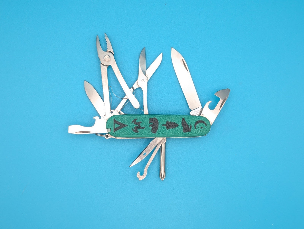 CUSTOM VICTORINOX DELUXE TINKER GREEN & BLACK SWISS ARMY KNIFE MULTI TOOL!