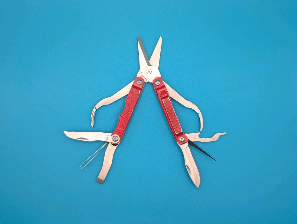 SOG Supreme Snippet Compact Scissors Multi Tool Folding Knife Red!