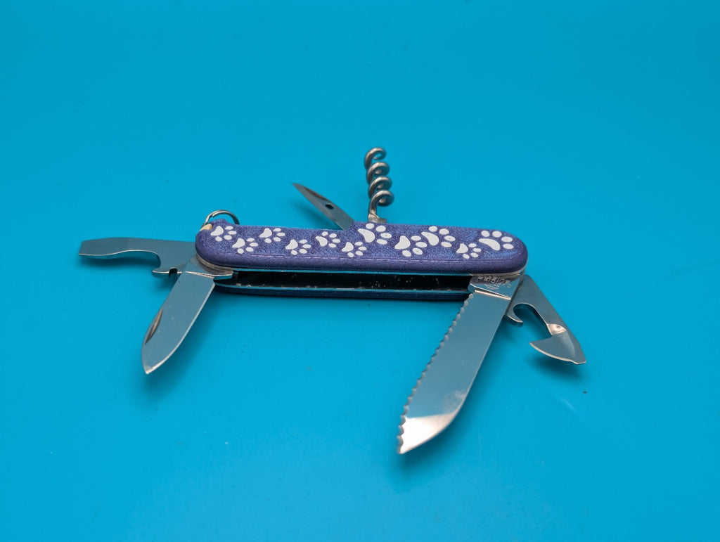 Victorinox Serrated Spartan Swiss Army Knife Multi Tool! Custom Paw Print Design