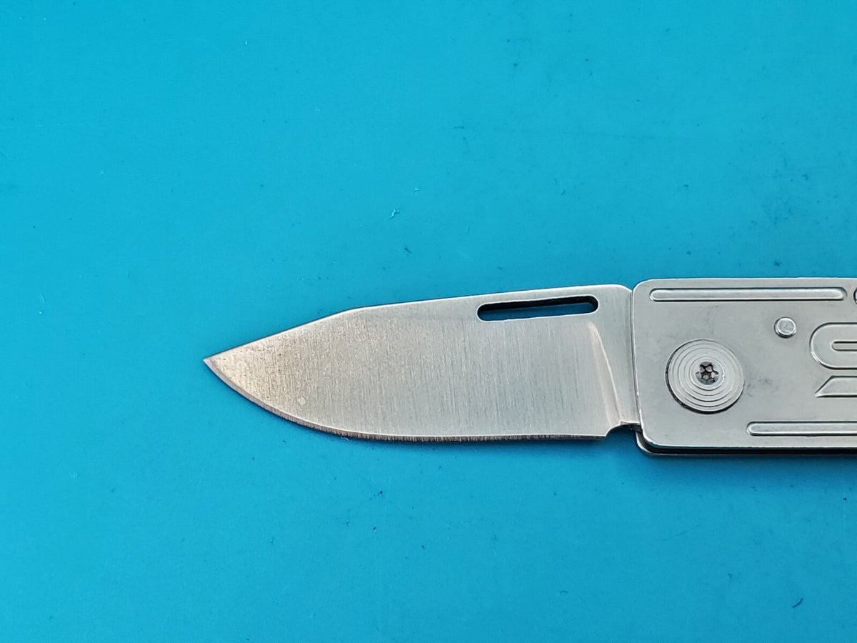 SOG Keychain Folding Pocket Knife Lockback Bottle Opener Gray Aluminum Handle!