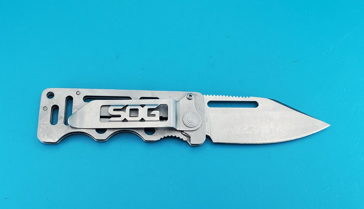 SOG Cash Card Frame Lock Knife Stainless Steel Money Clip!