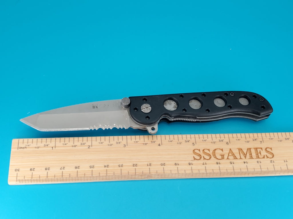 CRKT M16-12Z Black Handle Combo Edge Folding Pocket Knife!