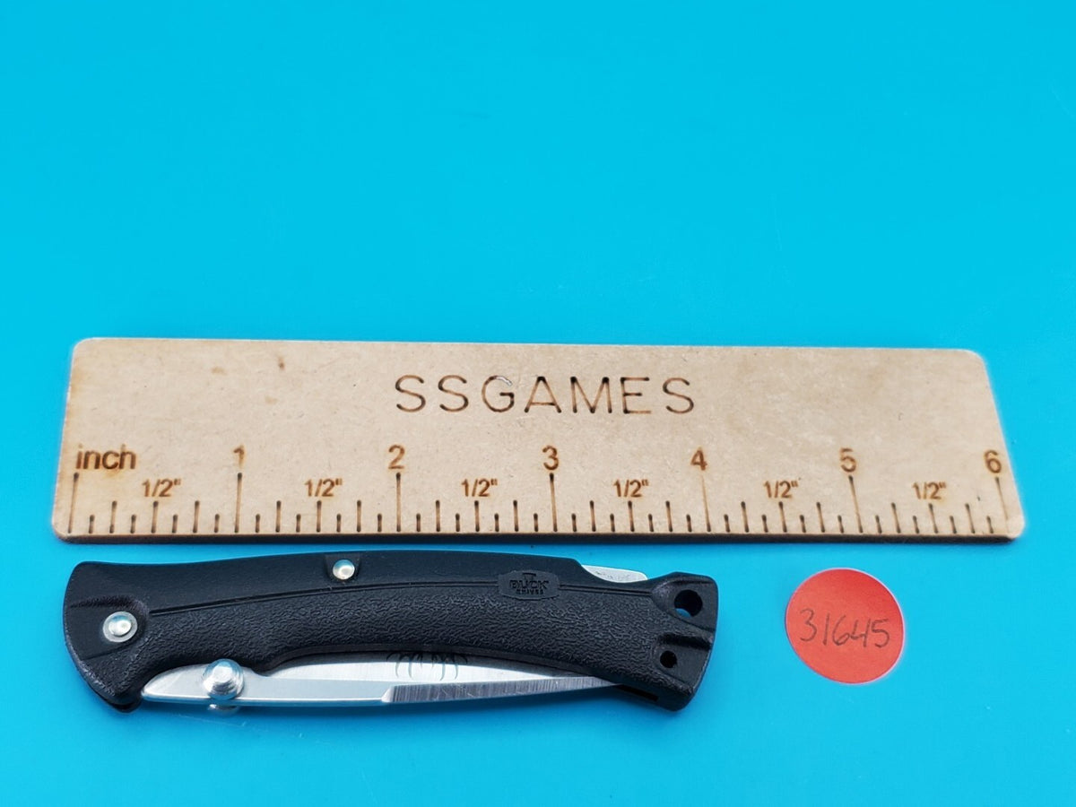 Buck USA Buckmasters 484 Pocket Knife Dated 2014 Plain Blade Black Handle