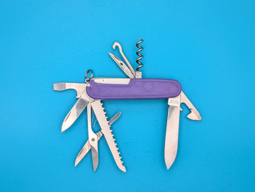 Custom Victorinox Huntsman Blue & Purple Glow in the Dark Swiss Army Knife! 91mm