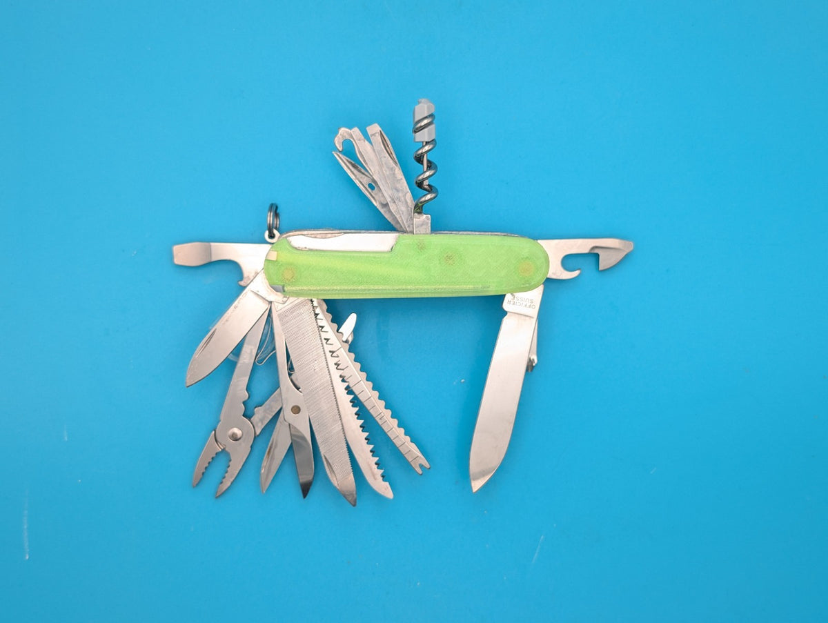 Custom Victorinox SwissChamp Blue & Green Glow in the Dark Knife Multi-Tool!
