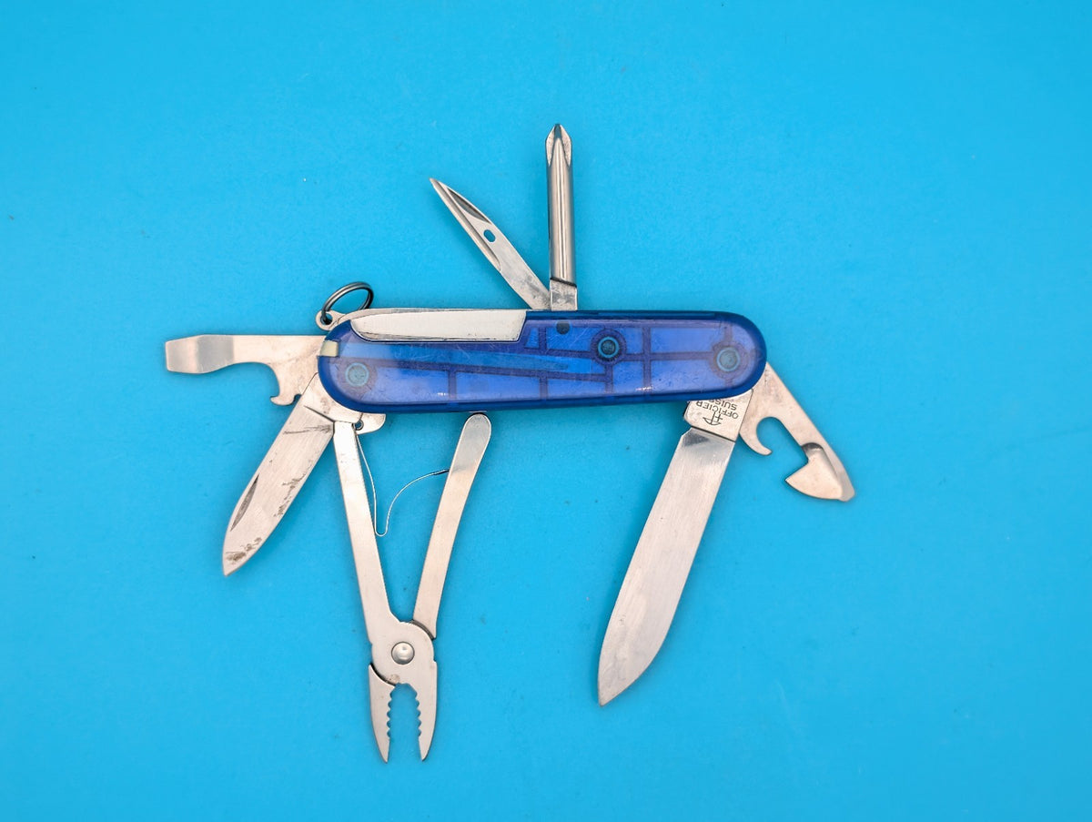 Victorinox Mechanic Swiss Army Knife Blue Translucent 91mm Pliers Phillips!