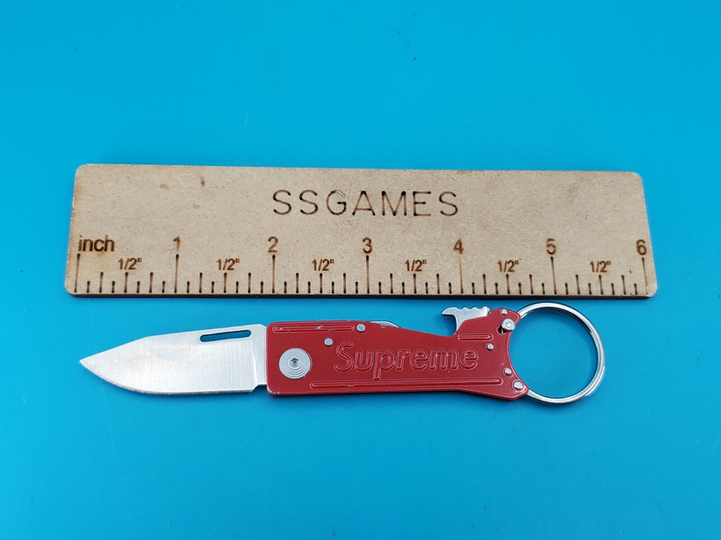 Supreme Red SOG Keytron Folding Pocket Knife Lockback Bottle Opener