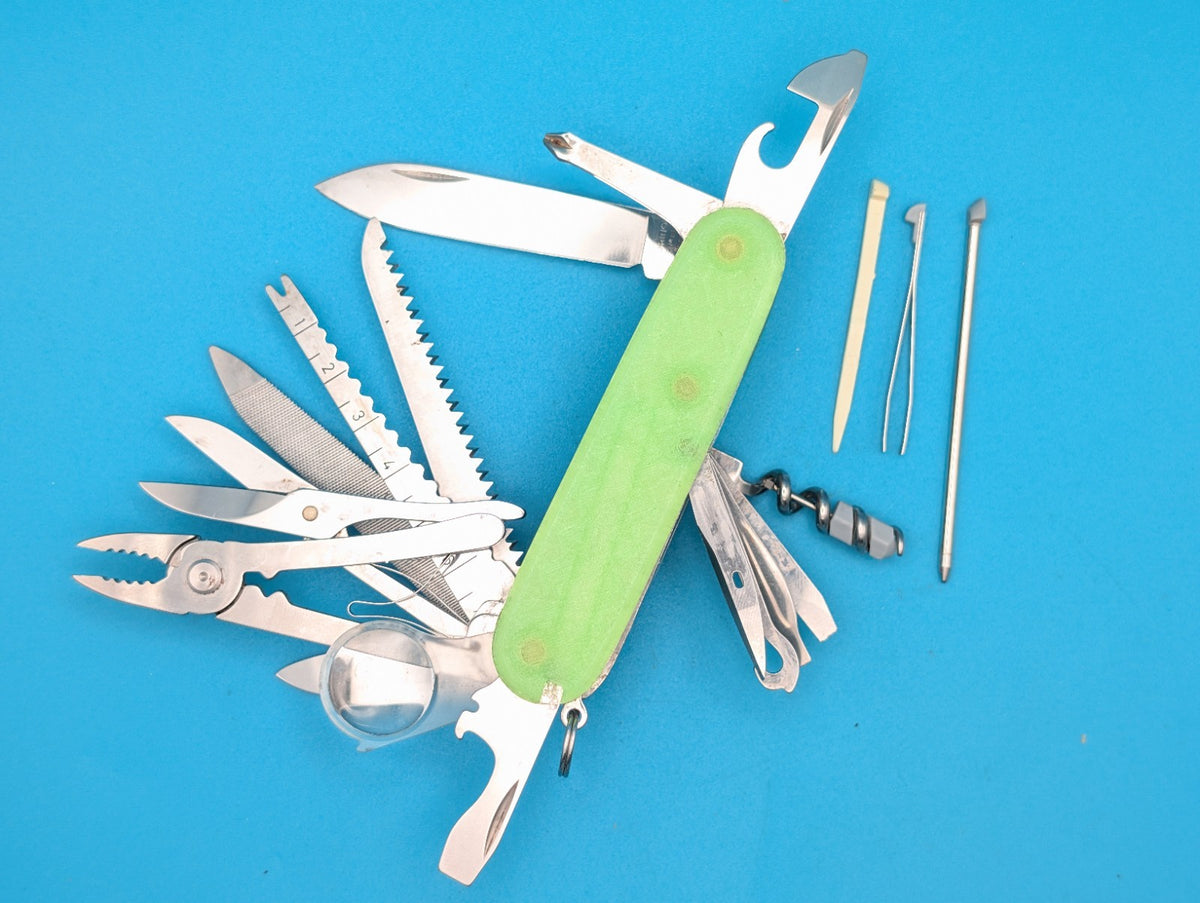 Custom Victorinox SwissChamp Firefly Green Glow in the Dark Knife Multi-Tool!