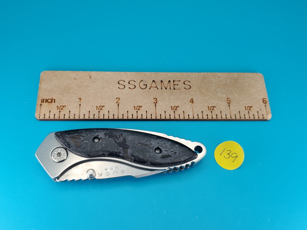 Buck Knife 270 Alpha Dorado Charcoal Birch Wood Handle Liner Lock Pocket Knife!