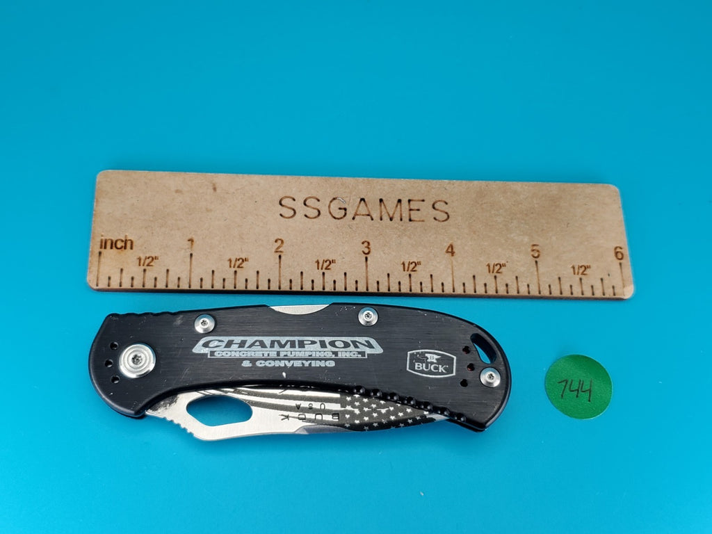 Custom Buck 722 Spitfire Plain Edge Pocket Knife! *WE THE PEOPLE / CHAMPION*