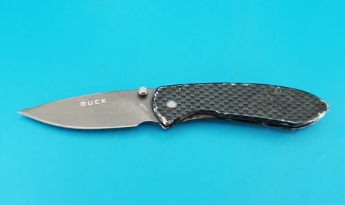 Buck 327 Nobleman Carbon Fiber Handle Plain Edge Blade!