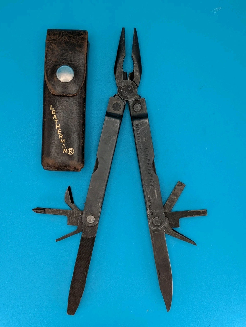 Leatherman PST Black Multi-Tool Leather Sheath Retired Collectible USA