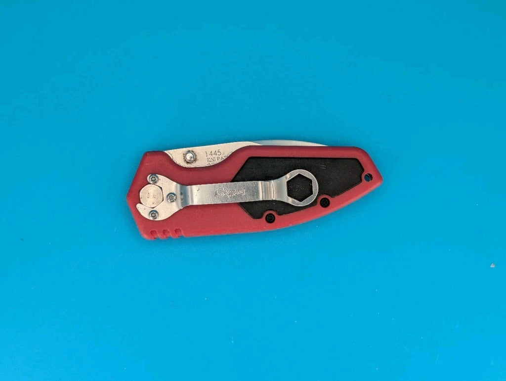 Kershaw 1445 Half Ton LinerLock Red & Black Wrench Clip Pocket Knife!