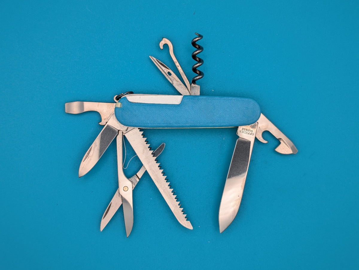 Custom Victorinox Huntsman Blue & Yellow Glow in the Dark Swiss Army Knife!