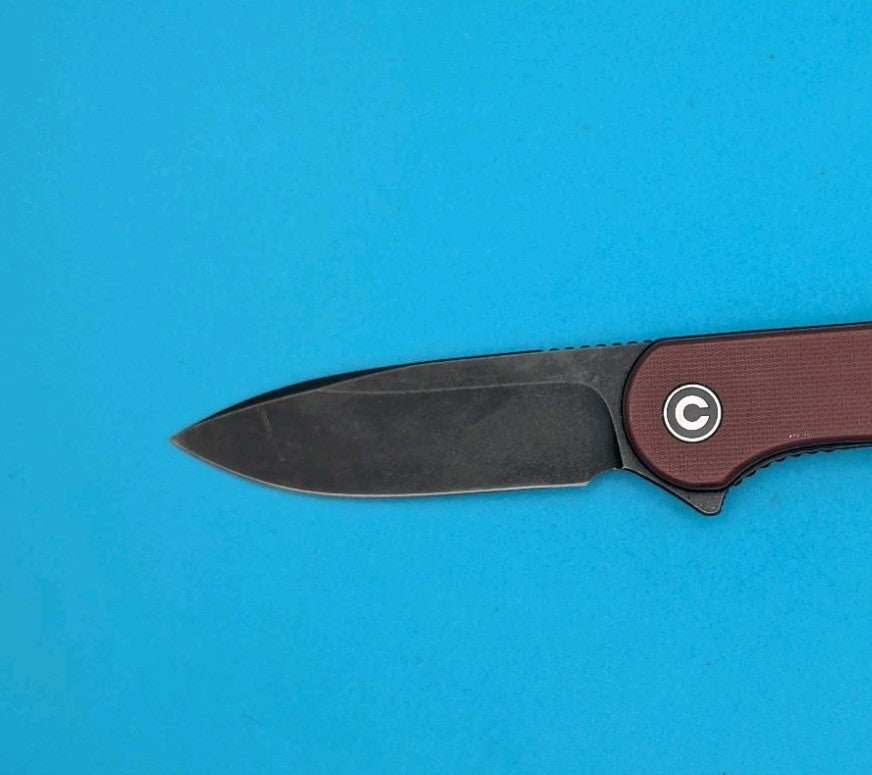 CIVIVI Elementum - Plain Edge Folding Pocket Knife! Burgandy Handle! USED