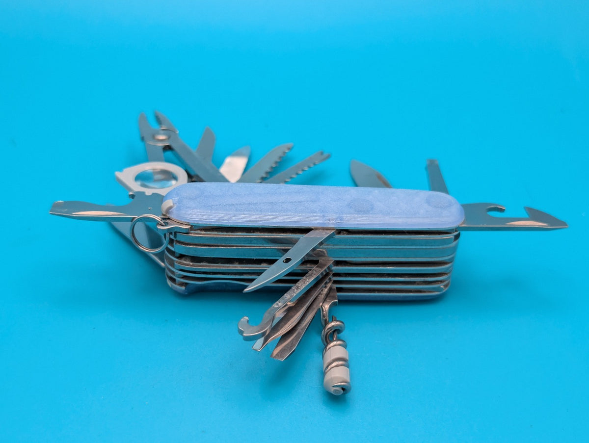 Custom Victorinox SwissChamp Firefly Blue Glow in the Dark Knife Multi-Tool!