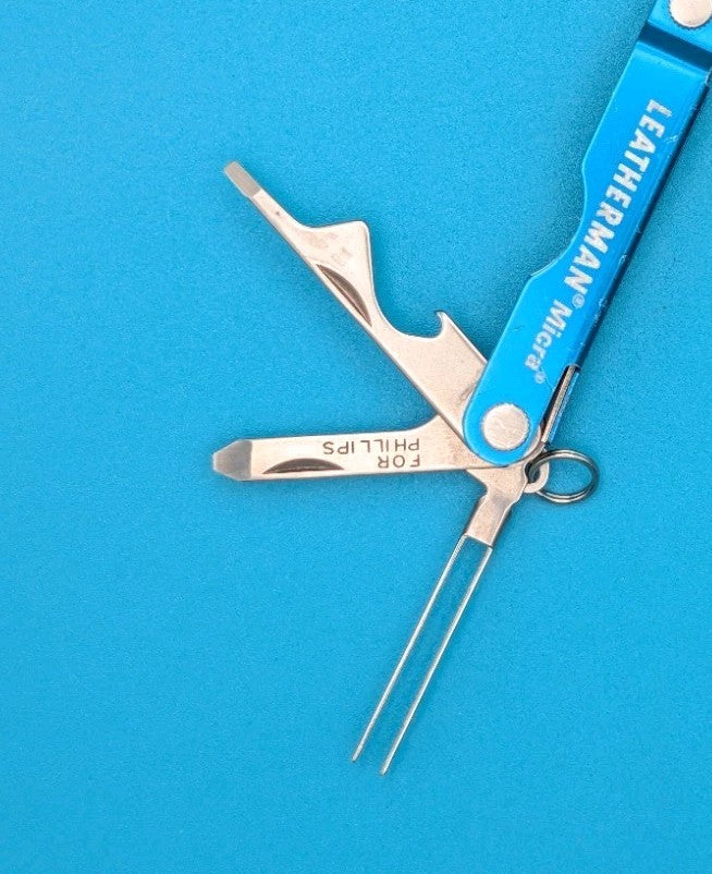 Leatherman Micra Multi-Tool, Knife, Scissors, Key Ring, Blue! PARITY FACTORY