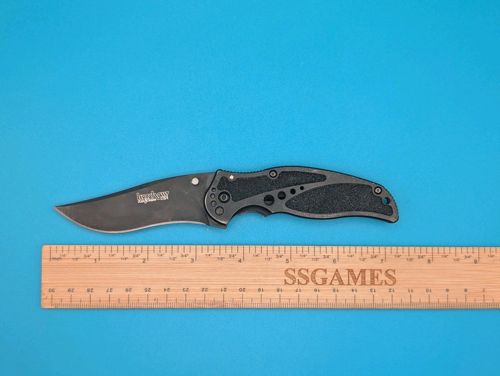 Retired Kershaw Storm 1470BLK Plain Edge Folding Pocket Knife! Black!