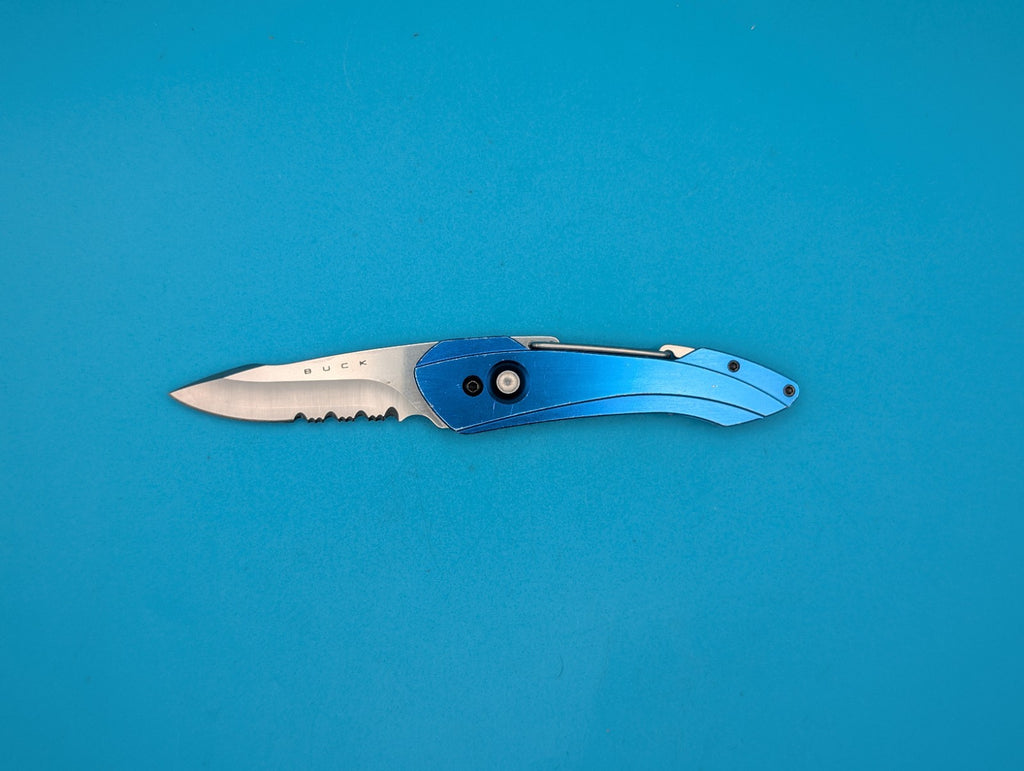 Buck USA 436 Short Revolution Blue Carabiner Folding Knife  - Discontinued