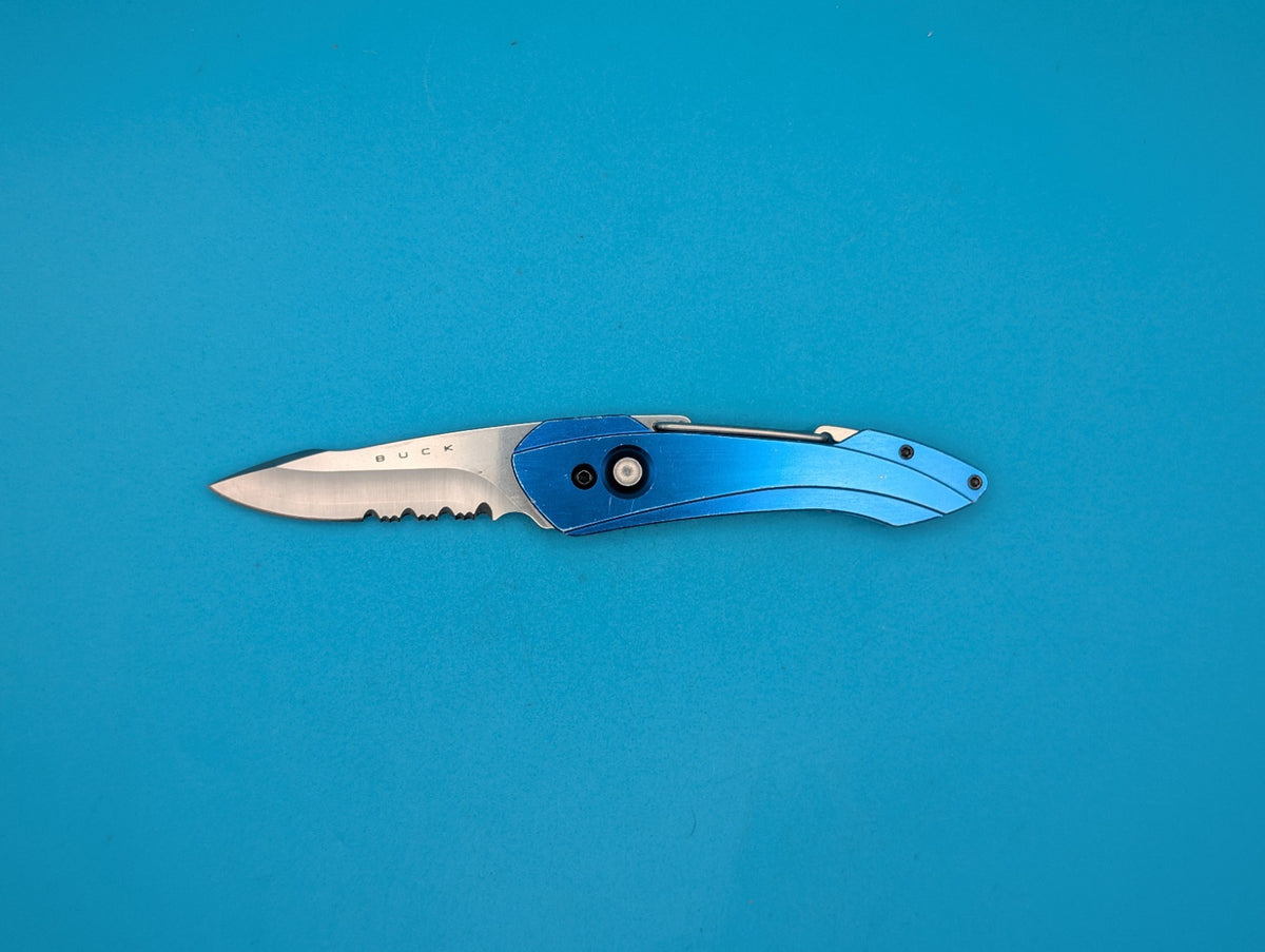 Buck USA 436 Short Revolution Blue Carabiner Folding Knife  - Discontinued
