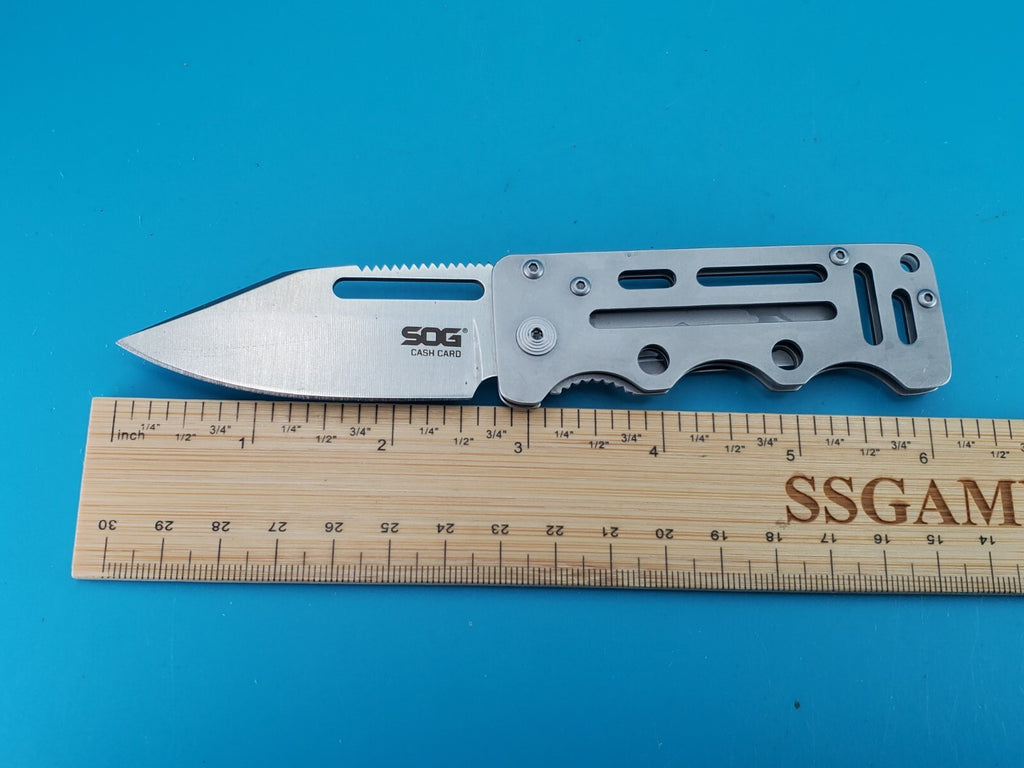 SOG Cash Card Frame Lock Knife Stainless Steel Money Clip!