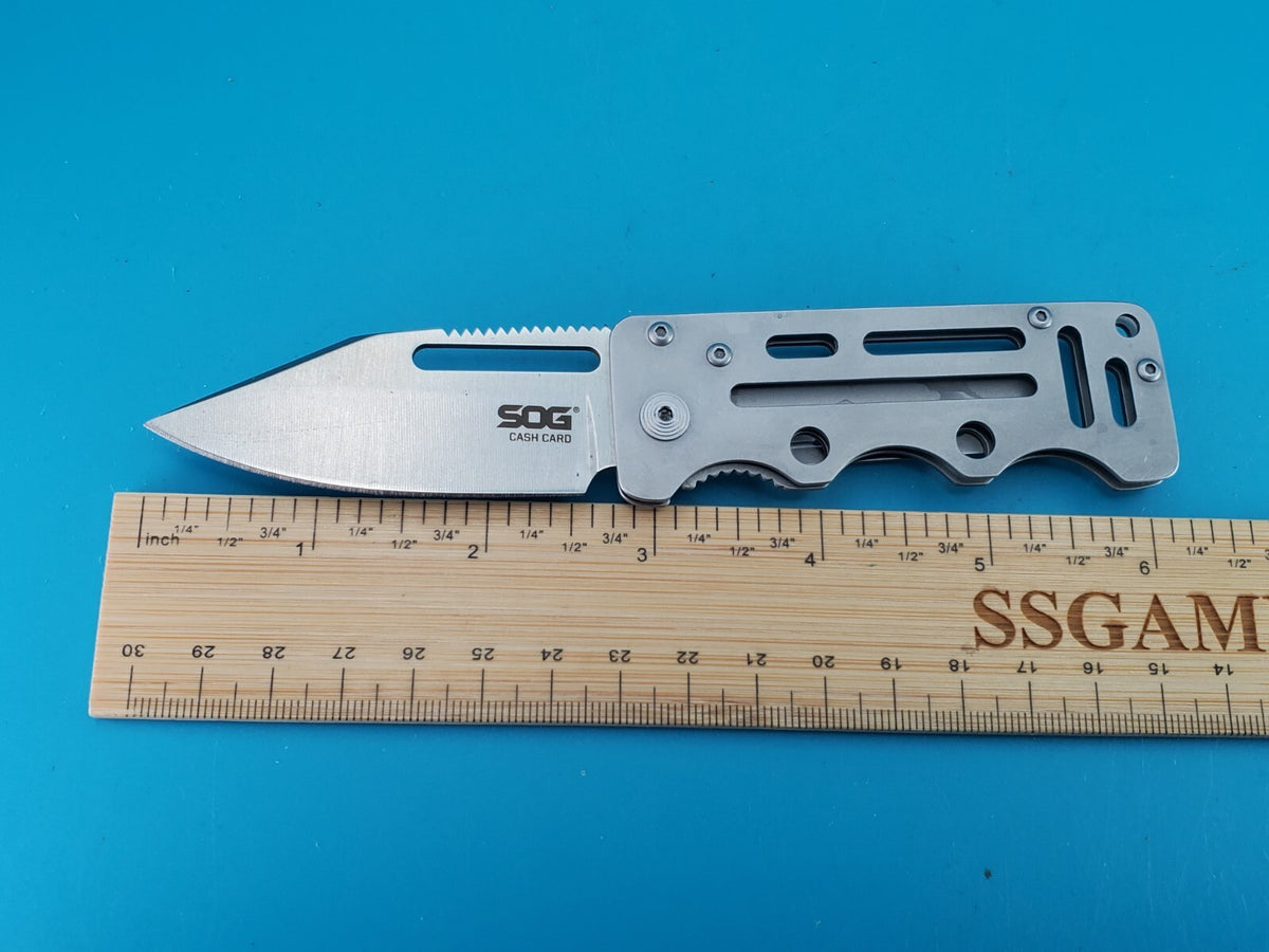 SOG Cash Card Frame Lock Knife Stainless Steel Money Clip!