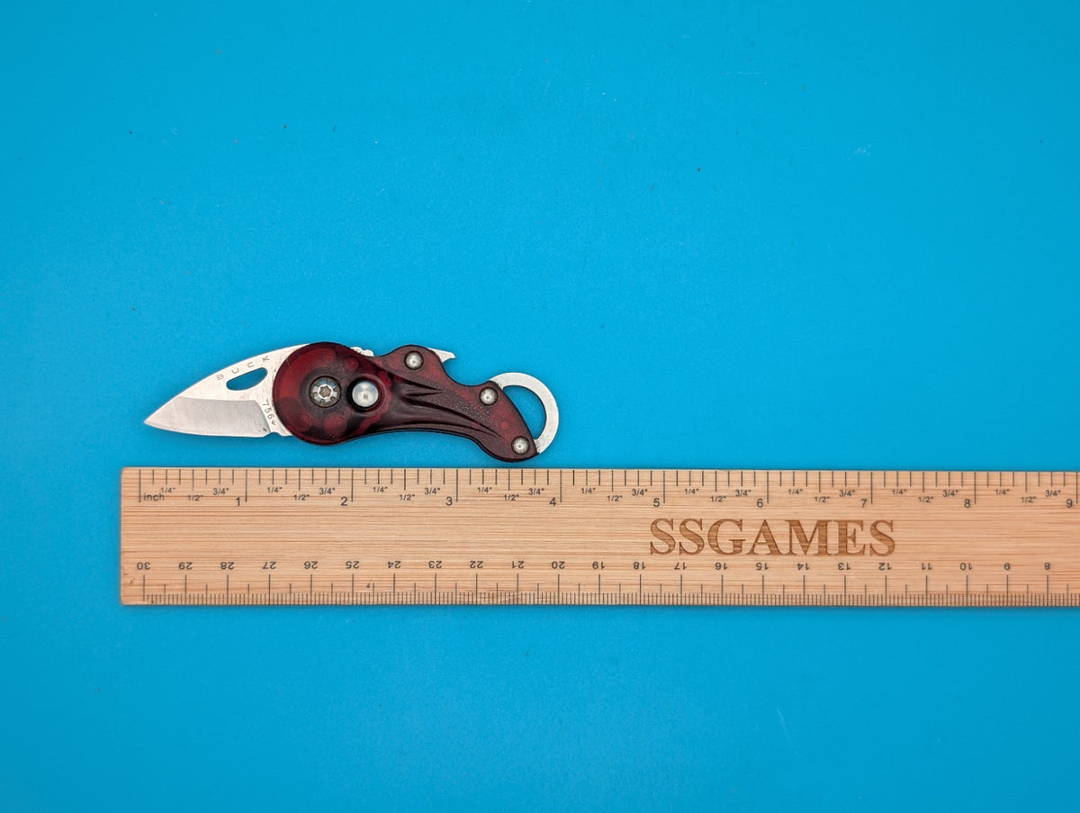 Vintage Buck 756 Transport Keychain Folding Knife Bottle Opener Red Handle! 2007