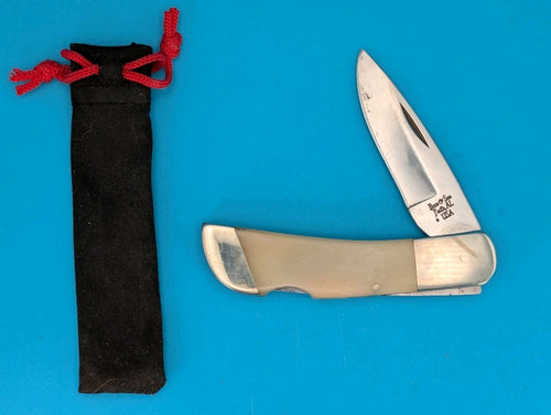 BEAR & SON MADE IN USA SMOOTH WHITE BONE PREMIUM LOCKBACK KNIFE!