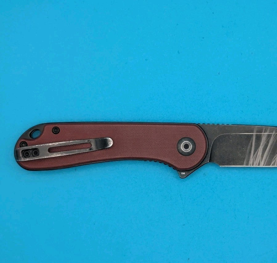 CIVIVI Elementum - Plain Edge Folding Pocket Knife! Burgandy Handle! USED