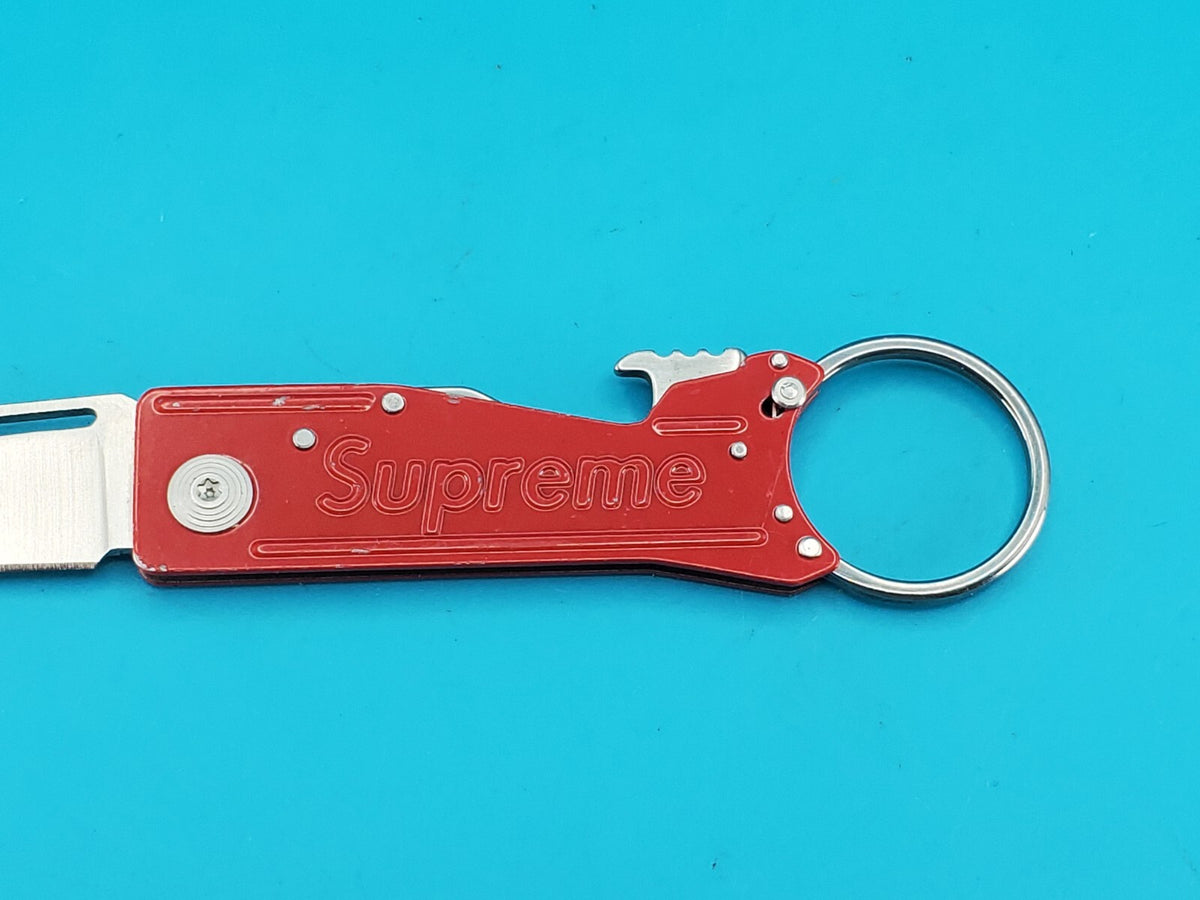 Supreme Red SOG Keytron Folding Pocket Knife Lockback Bottle Opener
